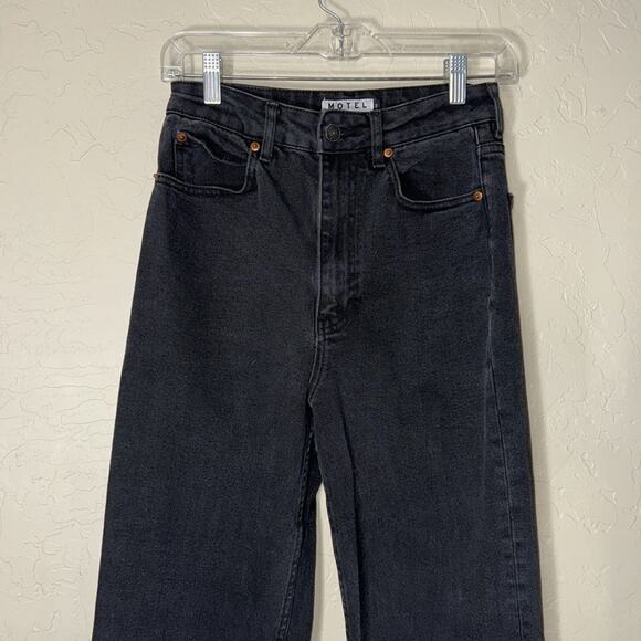 Motel rocks high rise black boot cut split leg jeans - Picture 2 of 9